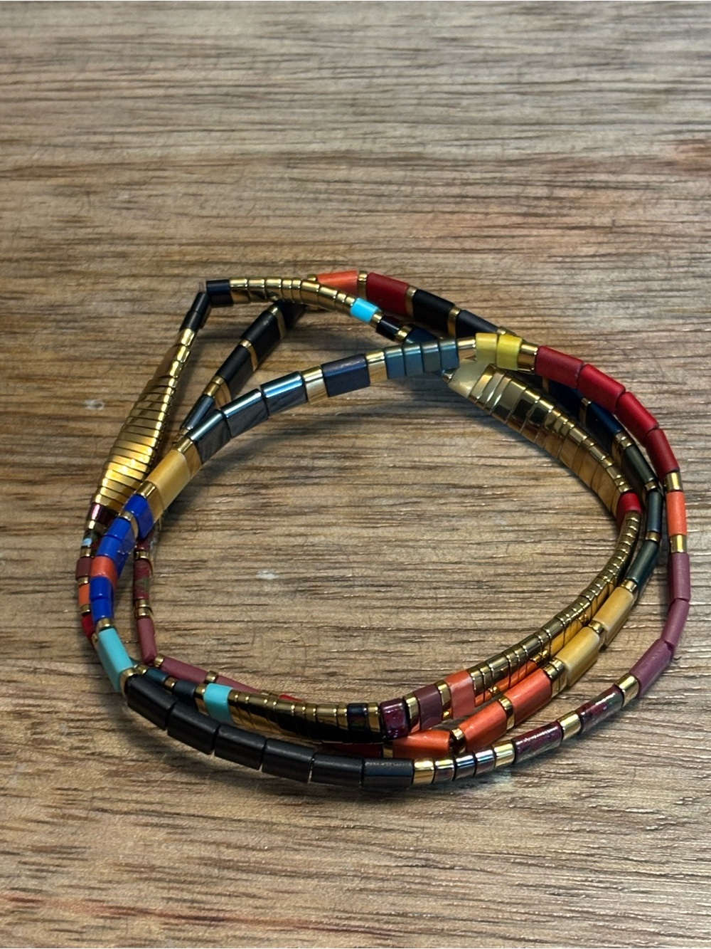 Multicolor Hematite Coil Bracelet - Women's Layered Wrap